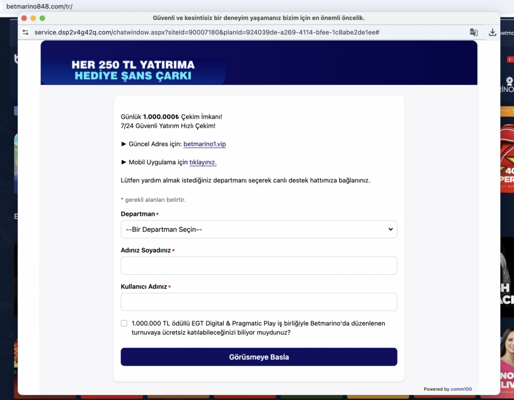 Betmarino Müşteri Hizmetleri